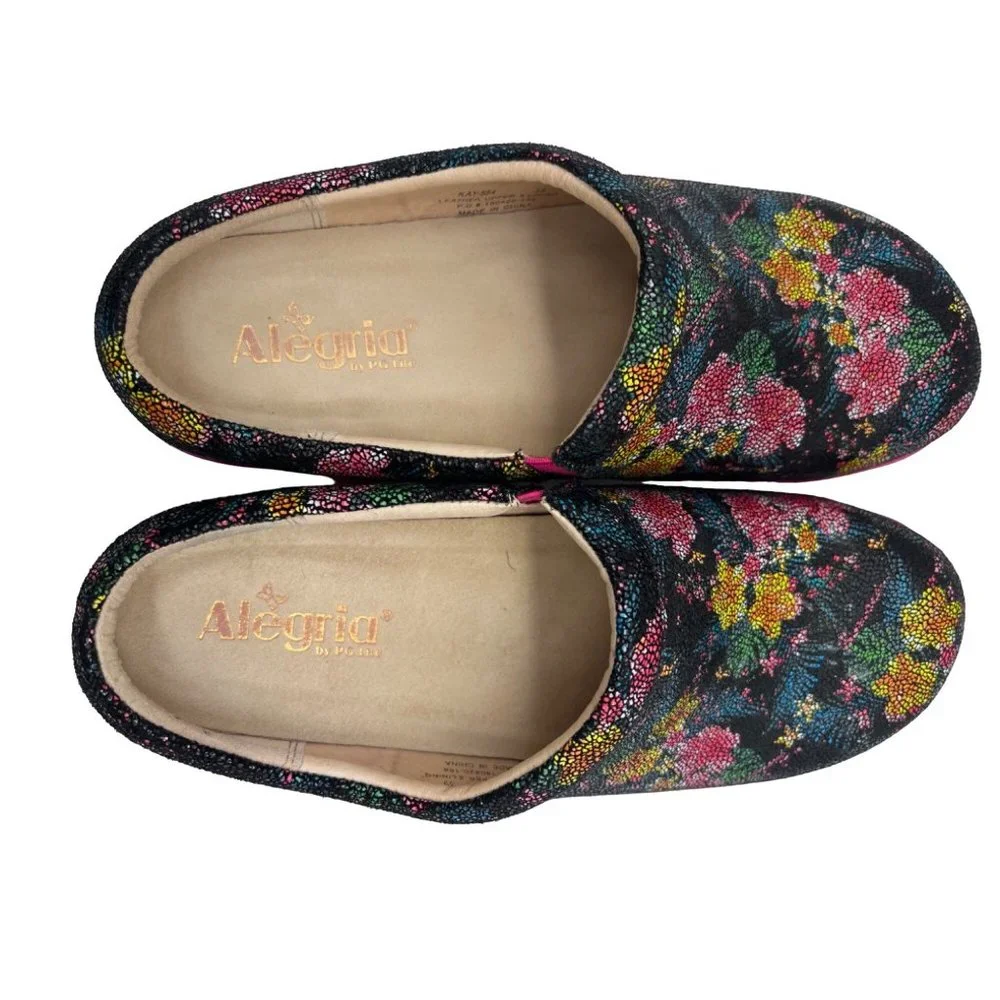 Alegria Floral slip-on Nursing Medical professional shoes women size 39 KAY-884 - Picture 3 of 9